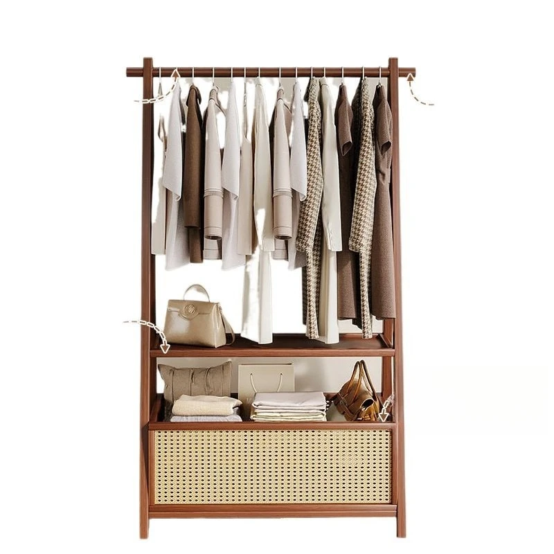 Floor-to-ceiling bedroom vertical household hanger Solid wood coat rack Multifunctional