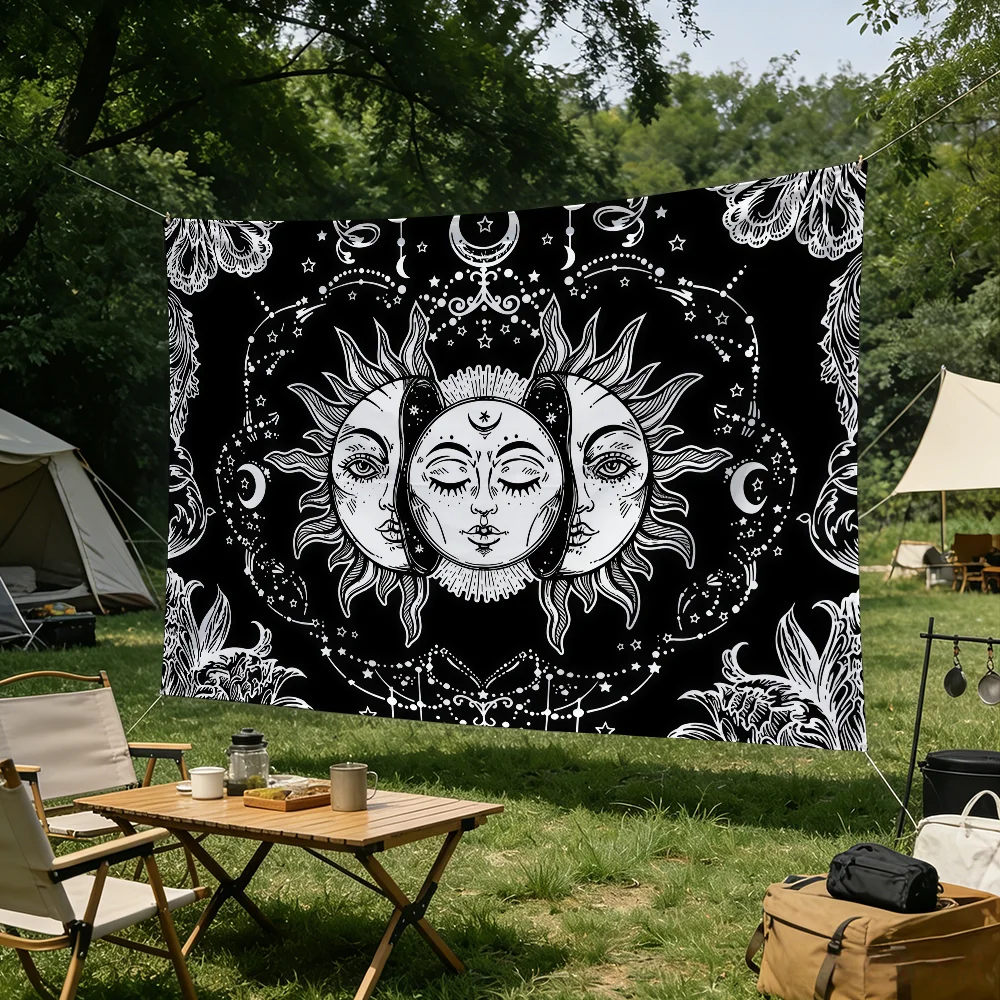 Sun Moon Horoscope Divination Print flag Tapestries Outdoor Parties Bedrooms Living Rooms Dorm Rooms Wall Decor Banners Gifts