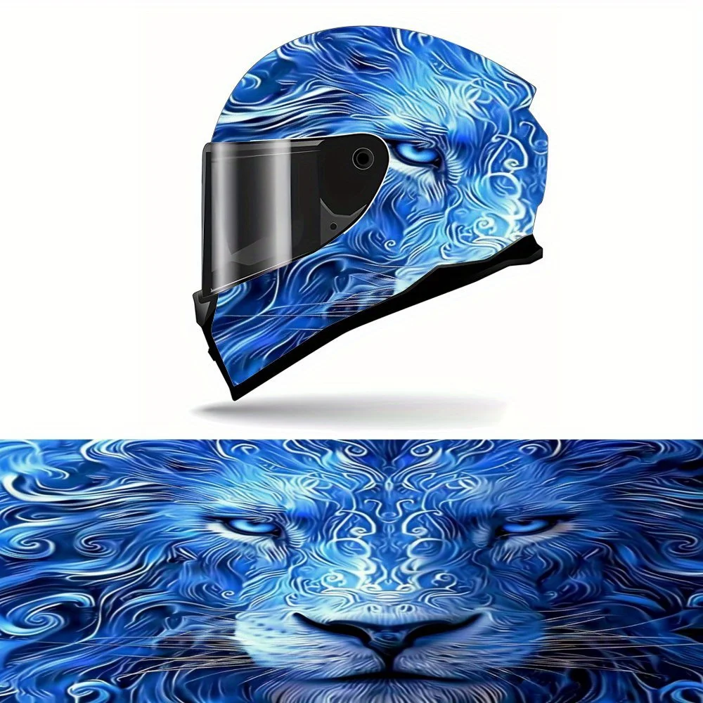 

Виниловая наклейка на анфас с синим львом - водонепроницаемый самоклеящийся декор для мотоциклетного шлема, прочный подарок из ПВХ для энтузиастов, E