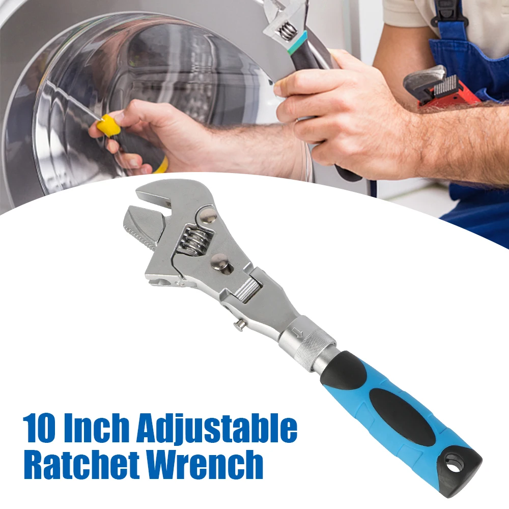 Manual Tool Pulley Wrench Ratchet Wrench 10 Inch 180 Degree Folding 5 In 1 Household Maintenance Adjustable Torque Wrench