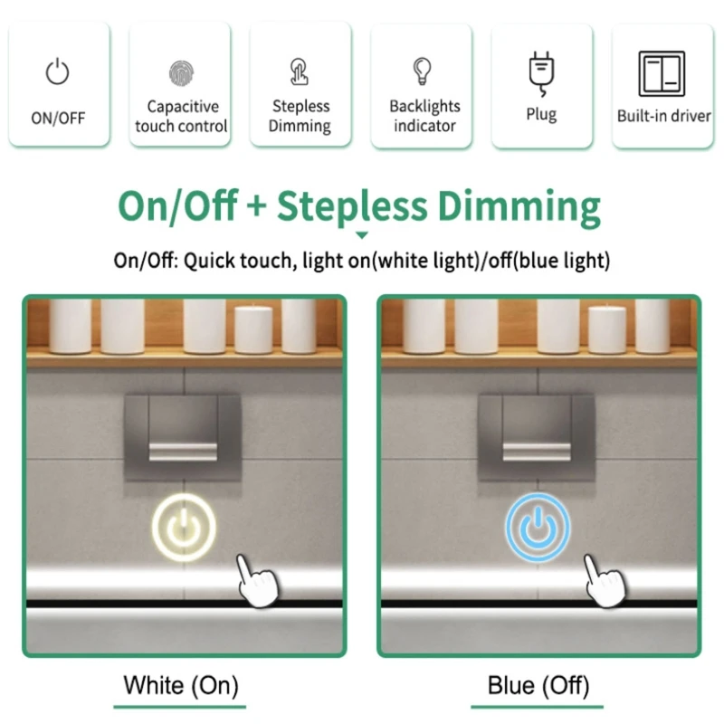 Lampada a specchio Touch Sensor Dimmer modulo di controllo a LED interruttore a sfioramento isolato per specchio da bagno luminosità regolabile B03E