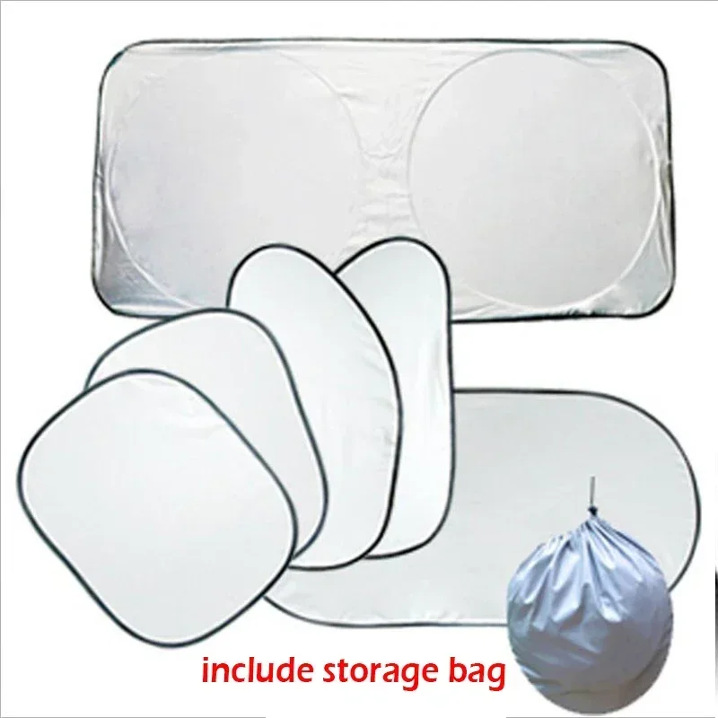 

Folding Silver Reflective Car Windshield Window Sun Shade Visor Shield Cover Suction Cup Sunshield Sunscreen Curtain Amagi