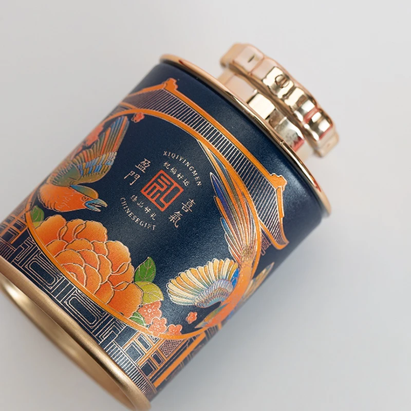 C 1pc Portable Travel Small Tea Packaging Box Paper Storage Can Mini Empty Tea Tin Can Household Green Black Tea Sealed Jar