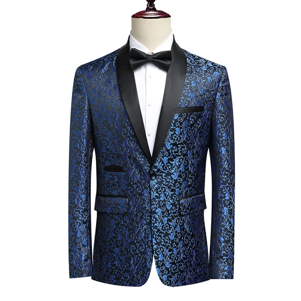 

Жаккардовые мужские костюмы, синий пиджак, роскошные вечерние куртки, банкетные куртки обычного кроя на одной пуговице для мужчин на заказ