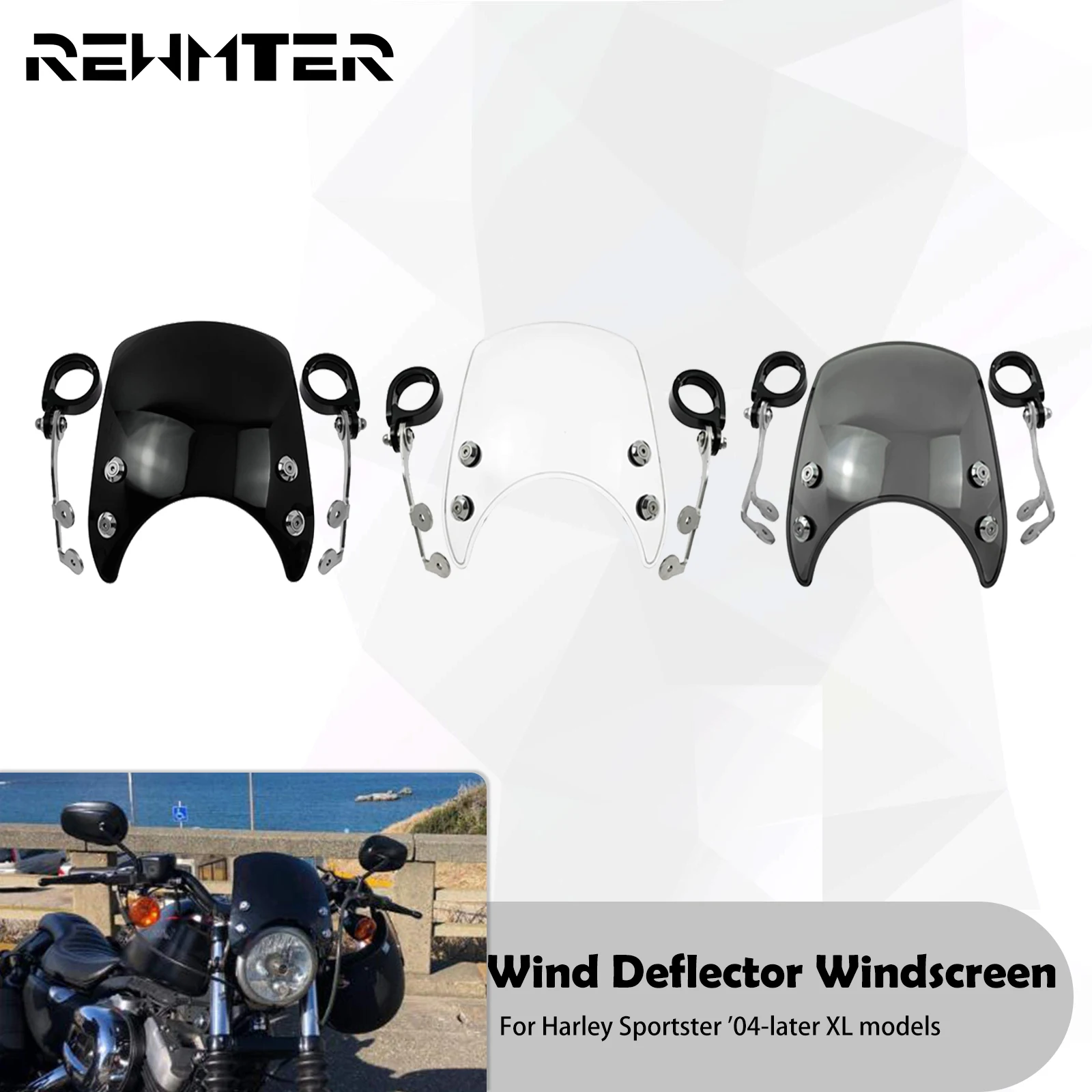 

Motorcycle Adjustable Windscreen Custom Compact Sport Wind Deflector Windshield 39-41mm For Harley Sportster XL883 XL1200 04-22