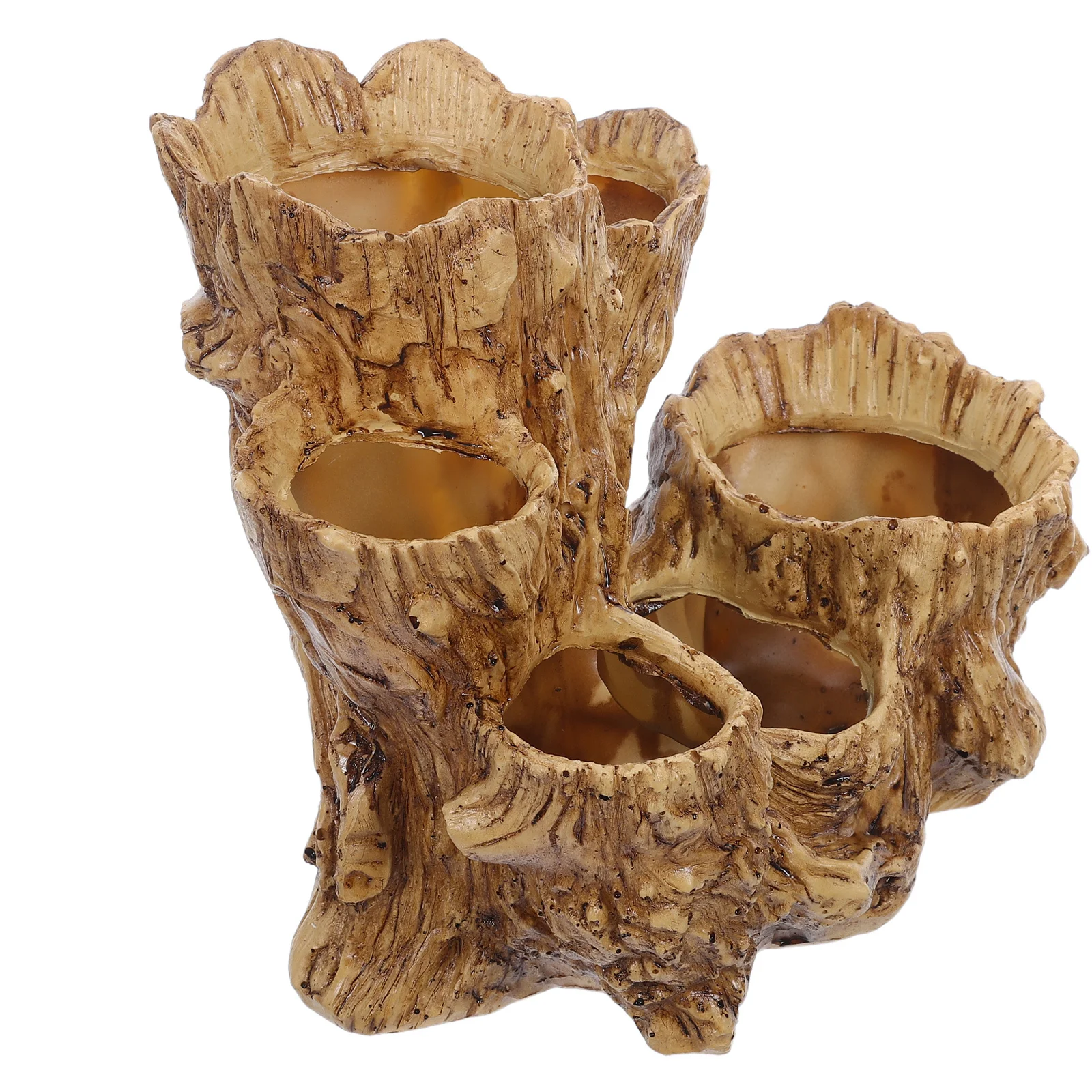 

Vintage Style Artificial Wood Texture Succulent Pot Eco-Friendly Faux Wood Flowerpot for Indoor Outdoor Garden Decoration