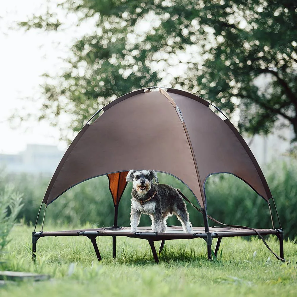 Foldable Dog Bed Pet Tent Nest Removable Canopy Mesh Breathable Double Layer Elevated Sunscreen for Outdoor Travel Camping