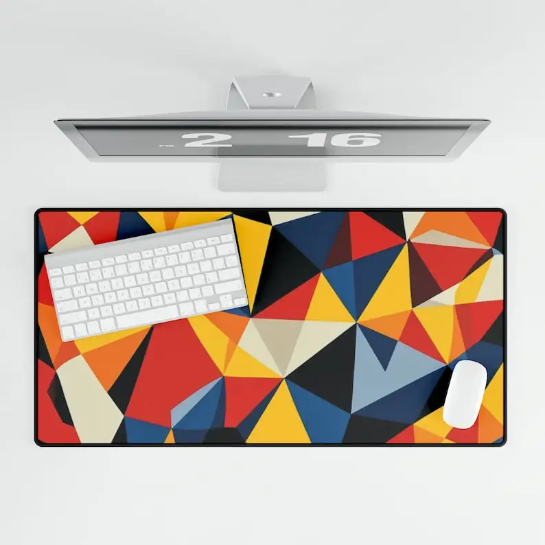 

Colorful Diamond-shaped Desk Mat, Vibrant Desktop Decoration, Office Accessory, Gamer Gift, Unique Workstation Decor Mouse Pad