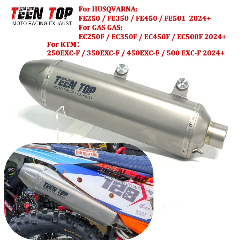 Motorcycle Exhaust Muffler For Husqvarna FE250 FE350 FE450 FE501 2024+ Titanium Silencer For GasGas EC250F EC350F EC450F EC500F