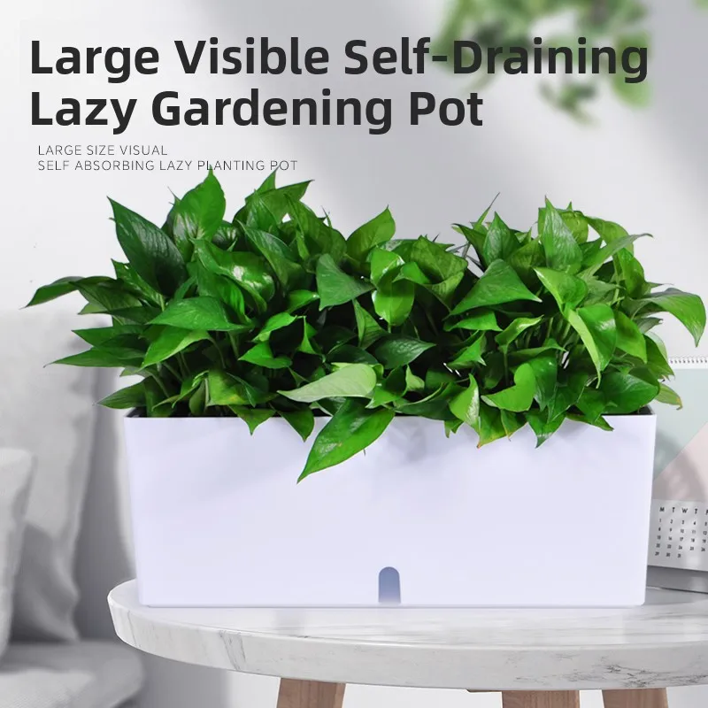 Rectangular Plastic Flower Pots for Balcony Vegetable Gardening Self-Watering Simple Style Indoor Strawberry Planting Pots