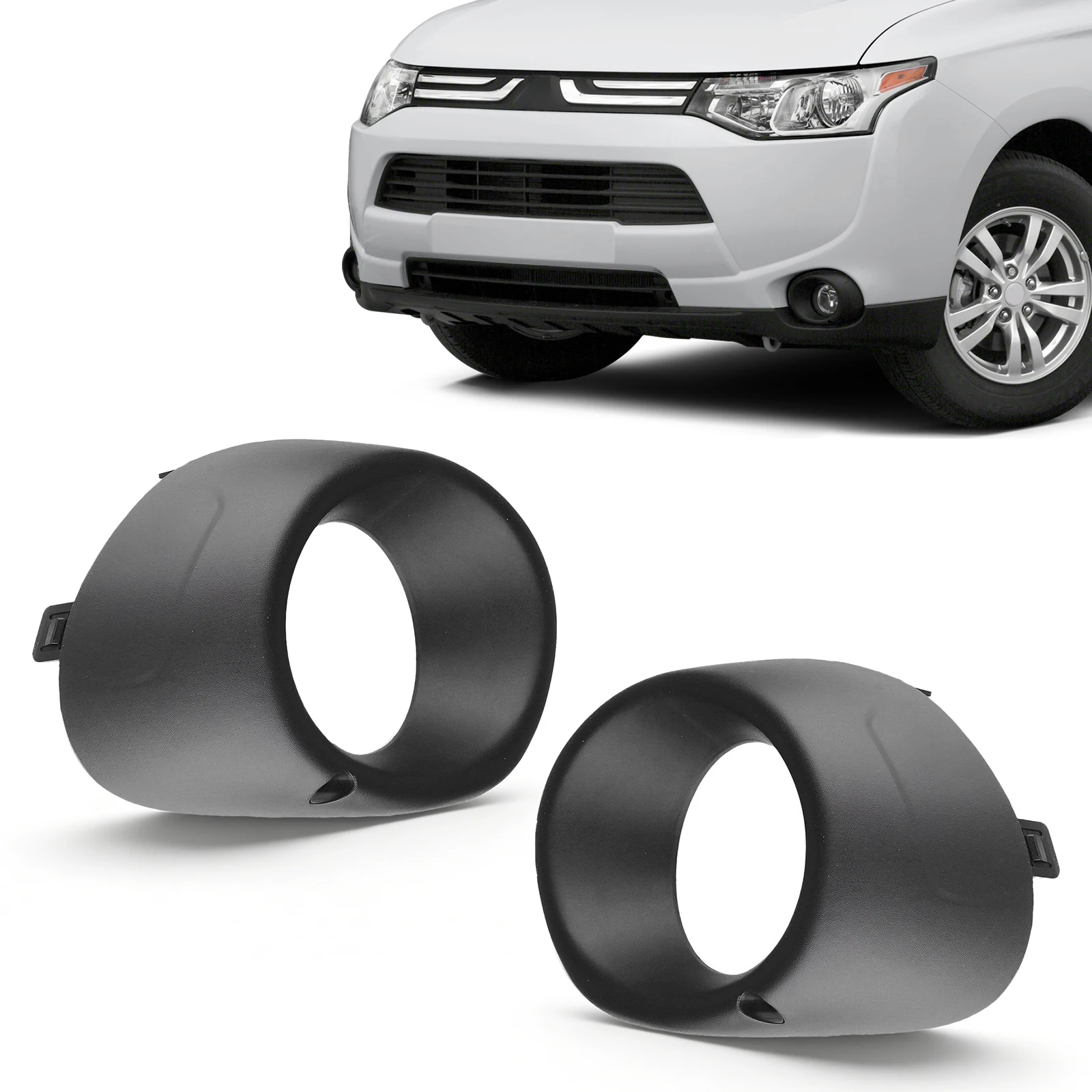 Untere Stoßstange Nebelscheinwerferabdeckungen passend für Mitsubishi Outlander 2013–2015, ABS-Schwarz/Chrom, Auto-Nebelscheinwerfer-Grillabdeckung