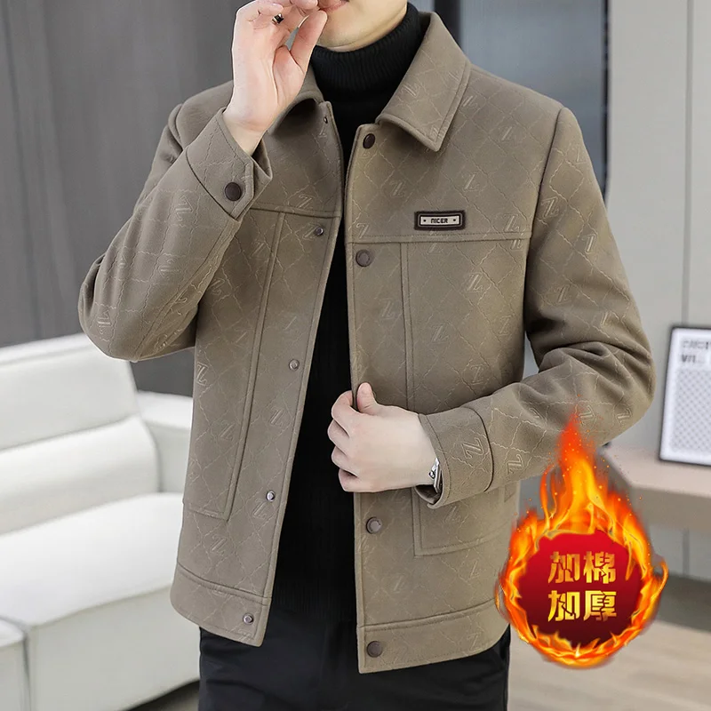 

2025 Autumn Winter Warm Thick Woolen Jacket for Men Korean Fashion Slim Fit Casual Jackets Business Streetwear Overcoat