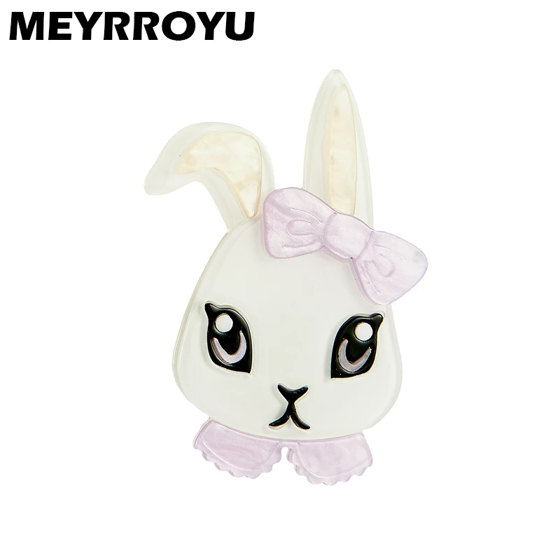 

MEYRROYU 2022 Fashion Acrylic Cute Rabbit Brooch Female Exaggerated Cartoon Cute Badge Lapel Brooch Jewelry Gift Wholesale