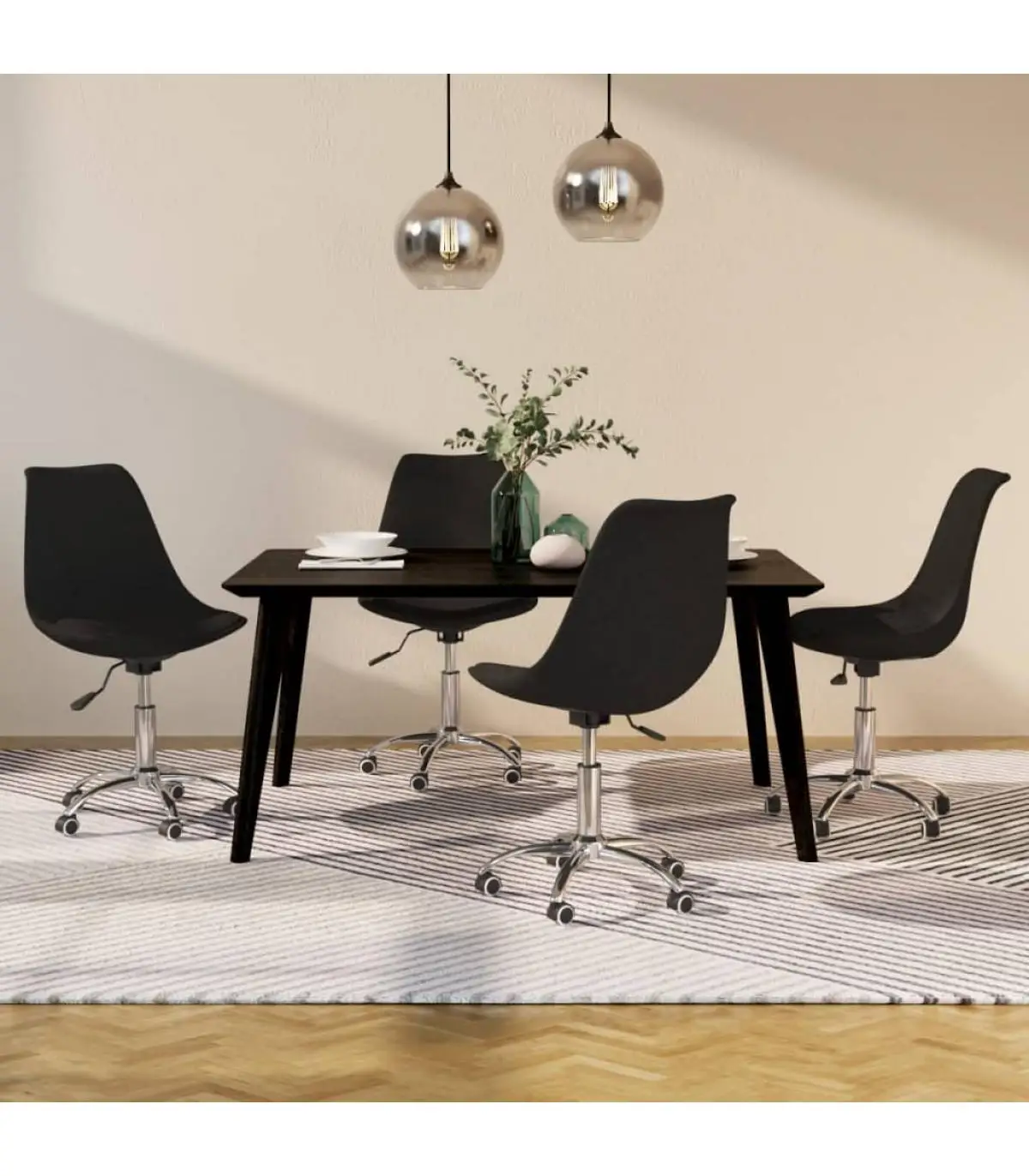 Dining chairs rotating dining chairs 4 units black fabric