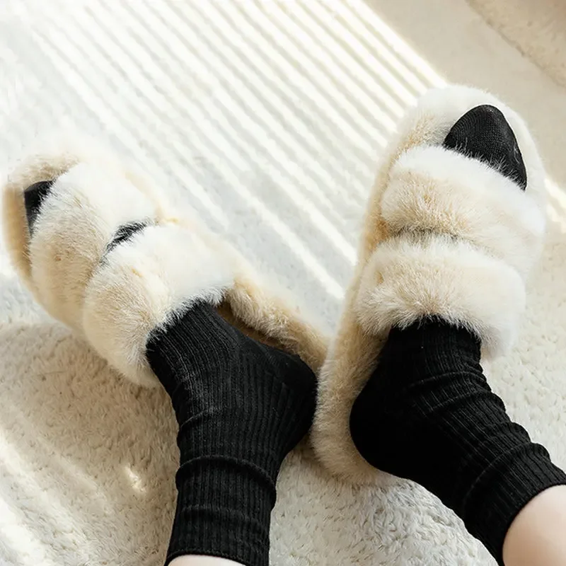 Solid Color Socks Mid Tube Knitted Japanese Korean Loose Long Stockings Girl Ins Retro Soft Fashion Trend Spring Autumn Socks