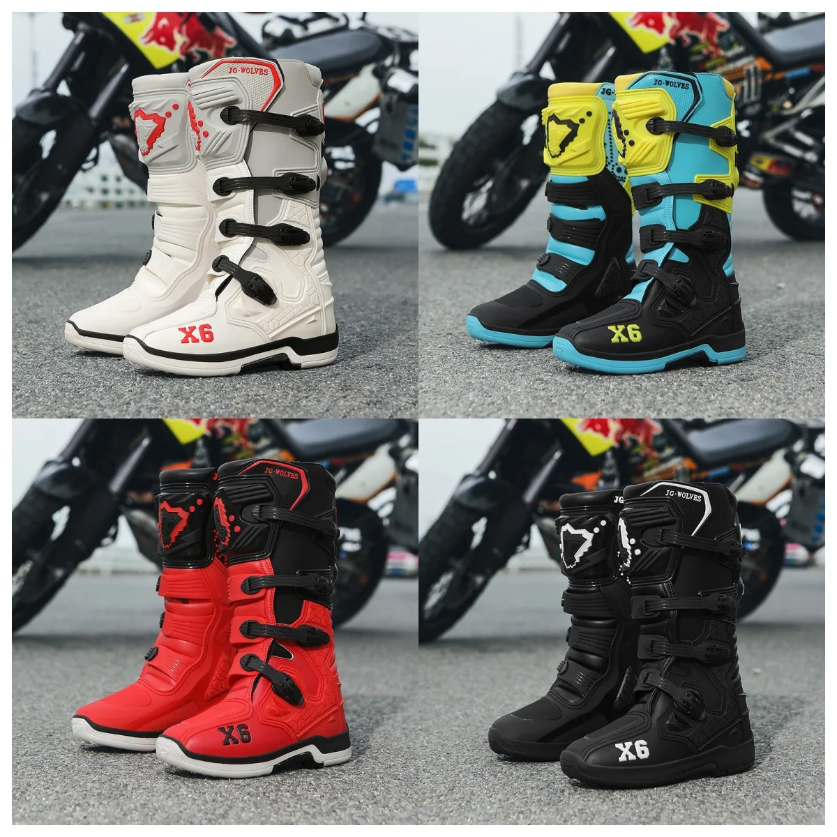 X6 Rally Off-road Motorbike Boots, Anti-slip Motorcycle Racing Riding Shoes, Protective Moto Gear for Track Cross Country Riding
