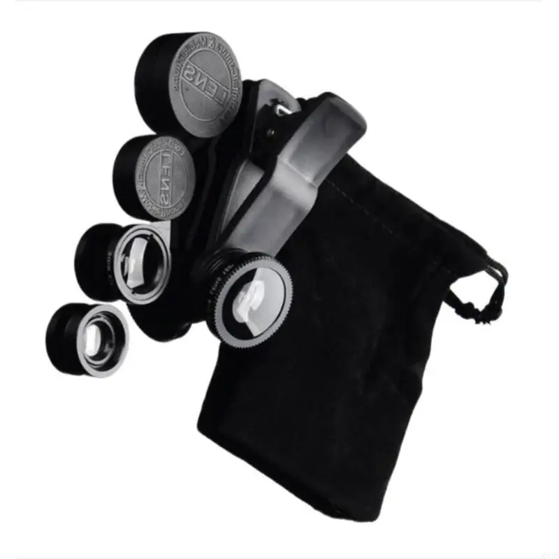 Q1JC 3 In 1 Clip On Smartphone Fisheye Lens Phone Camera Lens Universal Lens for Most Phone Wide Macro Fish Eye Lens