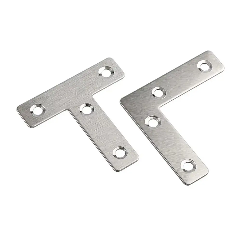 10Pcs 40/50/60/80mm Angle Bracket Flat Fastener 90° Right Angle Connection Plate T-type L-type Stainless Steel Corner Bracket