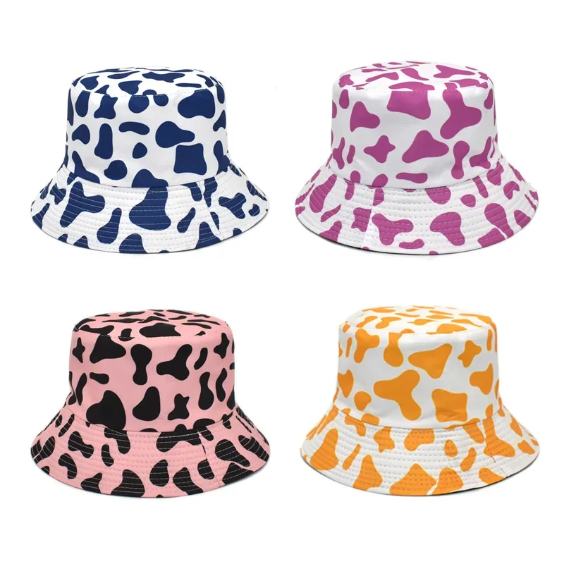 Four Seasons Cotton Cow Print Bucket Hat Fisherman Hat Outdo