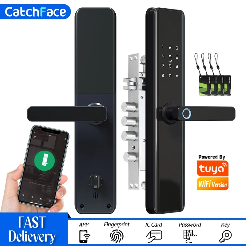 Tuya Smart Fingerprint Door Lock Smart Wifi APP Lock Bluetooth Unlock Security Intelligent Lock Biometric Electronic Door Lock