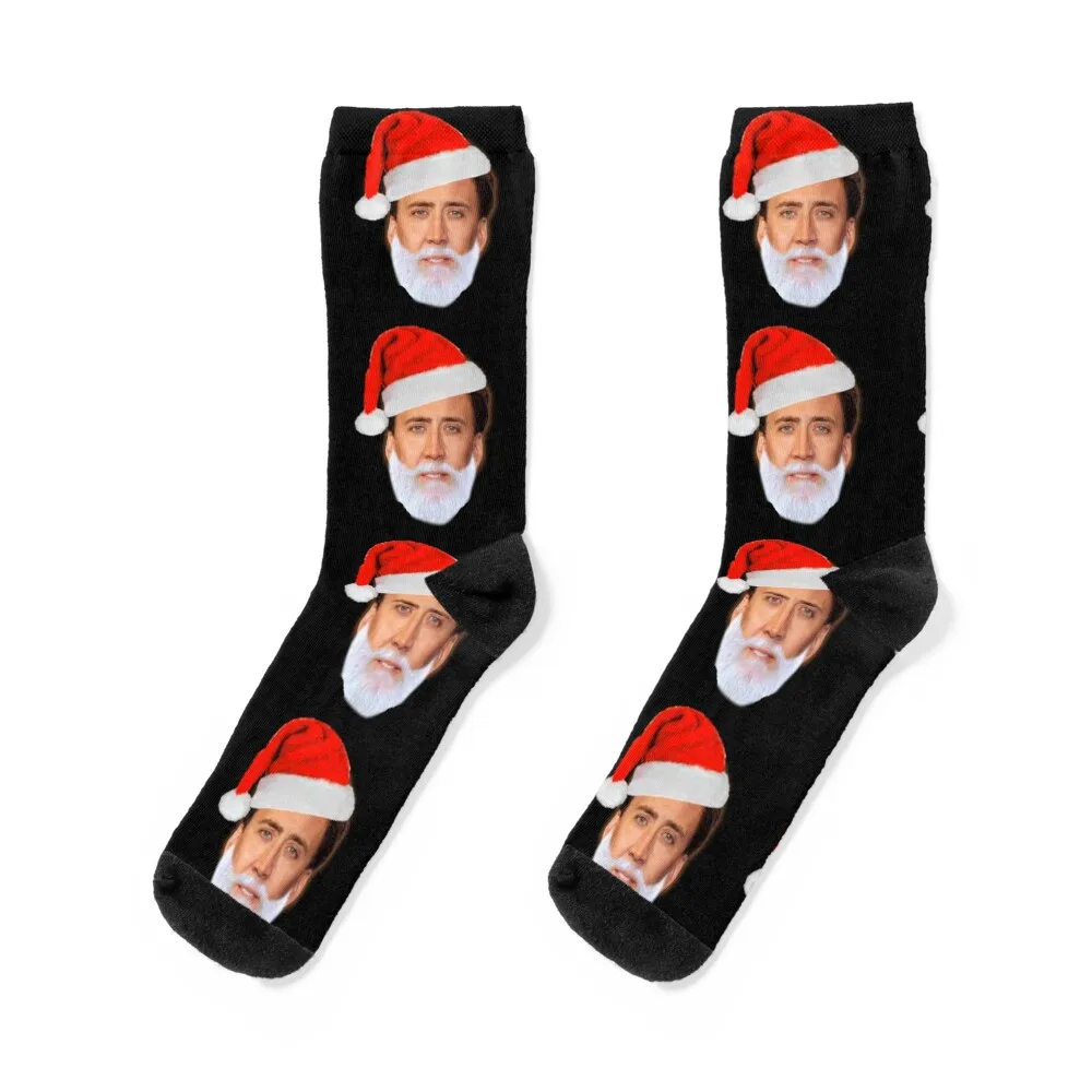 

Nicolas Cage as Santa - Nicholas Cage - Nick Cage - Nic Socks designer man funny gifts hiphop Luxury Woman Socks Men's