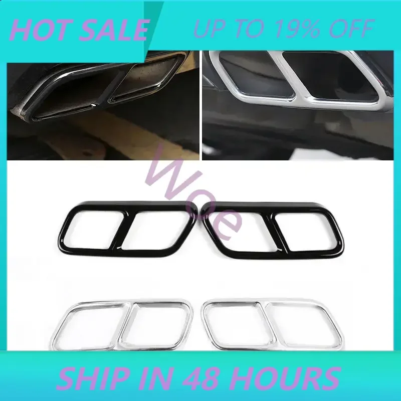 For Mercedes Benz S Class W221 W222 C217 W251 X166 Stainless Steel Car Tail Muffler Exhaust Pipe Output Cover Protective Trim