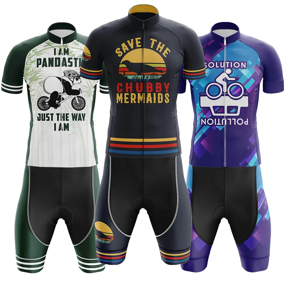 Kit de bicicleta The Chubby Mermaids para hombre, Jersey de Ciclismo, Maillot de bicicleta de carretera en mi cabeza, Ropa de Ciclismo de secado rápido, conjunto de pantalones cortos, Ropa de bicicleta
