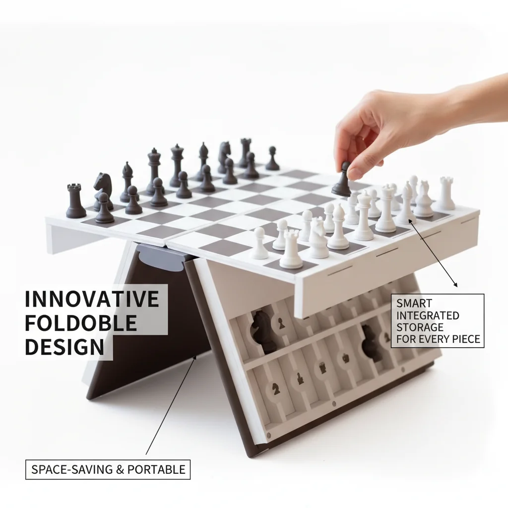 

Foldable Chess Set 3D Printed Chess Book With Full Pieces Portable Travel Game For Kids And Adults Desktop Puzzle Board Game