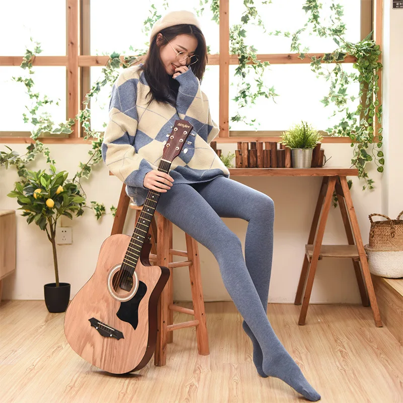 

Winter Solid Striped Women's Pantyhose Warm Comfortable Velvet Hottie Sexy Thickened Plushed Tights Micro Pressure Hip Lifting