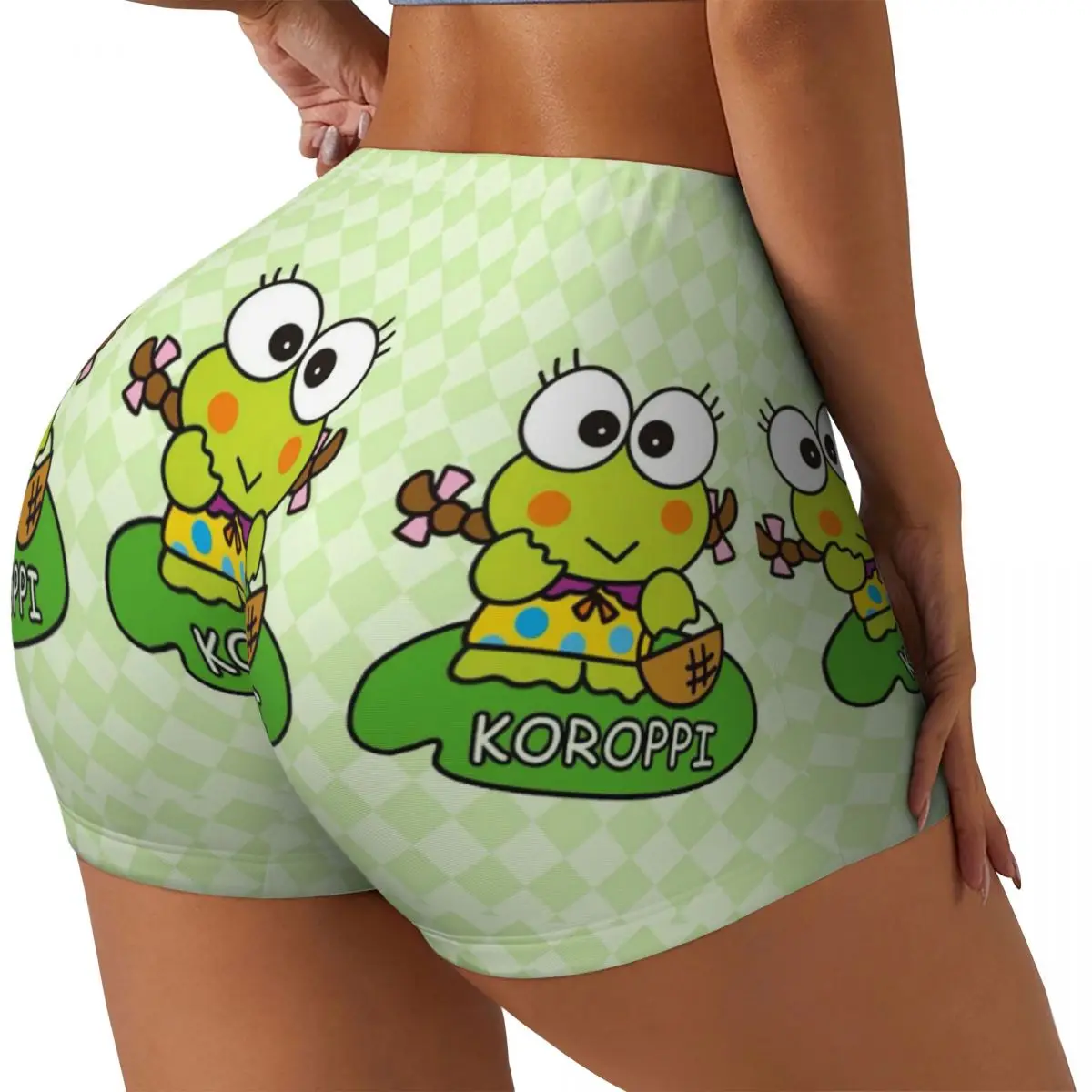 Custom Sanrioed Keroppi Workout Shorts Women Gym Running Biker Yoga Shorts