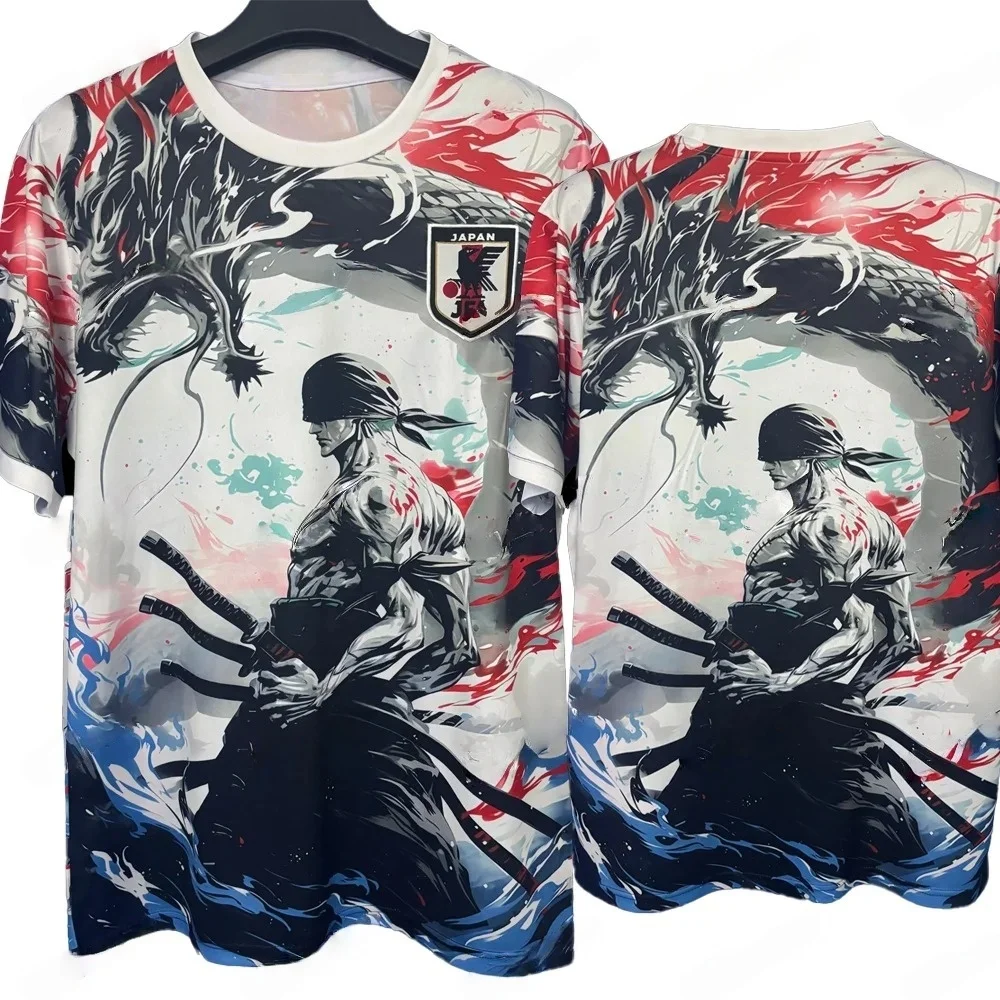 Camisetas de Fútbol Estilo Manga Dragón Samurai Zoro de Japón, Conjuntos Familiares a Juego, Novedad, Kits Especiales para Adultos y Niños, Unisex, para Fans