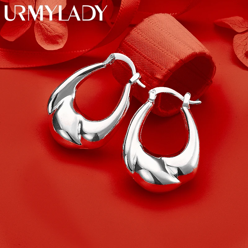 URMYLADY 925 فضة فاخر السلس أقراط مشبكية للنساء الأذن كليب حفل زفاف موضة حلية مجوهرات