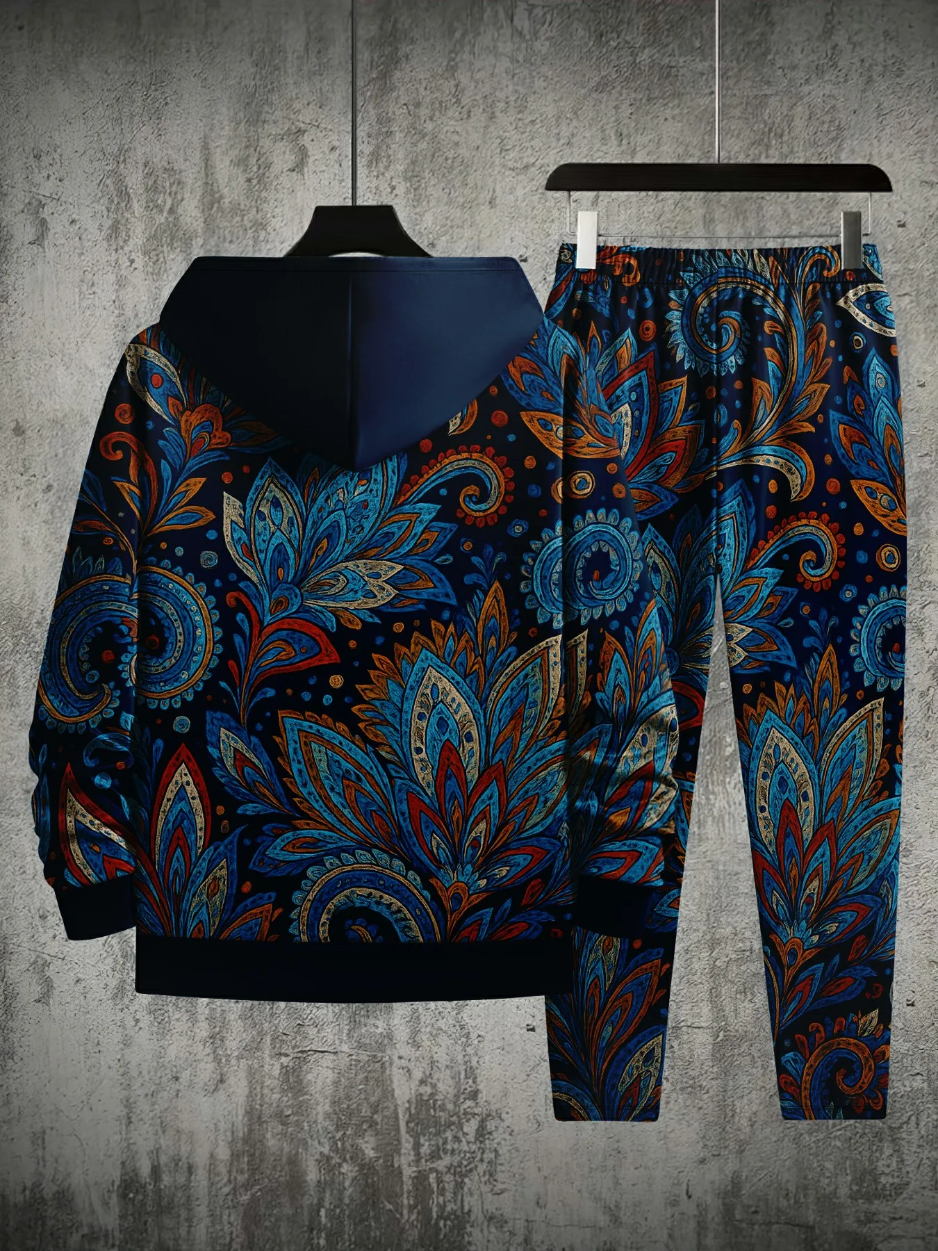 طقم بدلة رياضية من الصوف بطباعة ثلاثية الأبعاد للرجال، سويت شيرت كاجوال فضفاض بقلنسوة، موضة جديدة دافئة #4