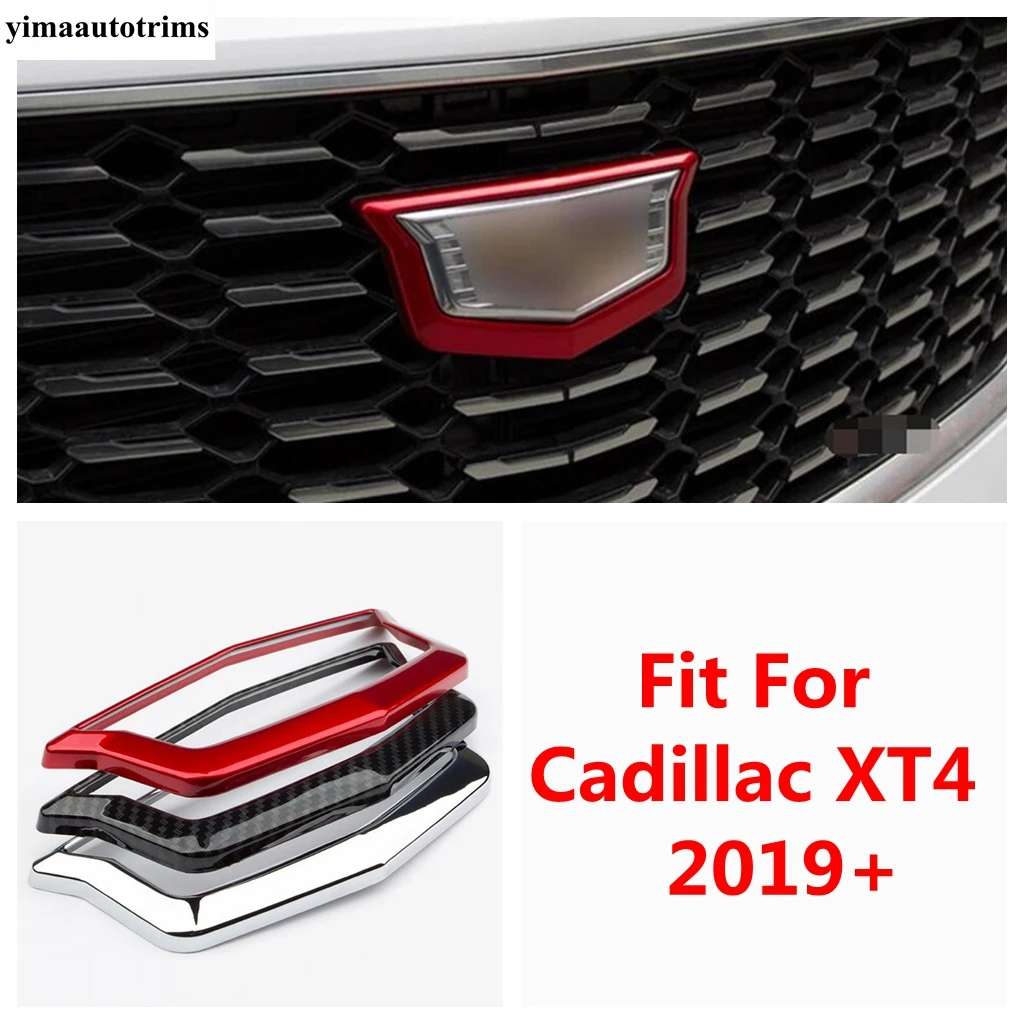 

Front Middle Grille Logo Frame Cover Trim Fit For Cadillac XT4 2019 - 2022 Red / Chrome / Carbon Fiber Accessories Exterior Kit