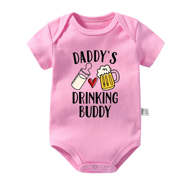 Funny Daddy\'s Drinking Buddy Newborn Baby Short Sleeve Rompers Casual Summer Bodysuit Infant Cotton Clothes Fathers Day Gifts