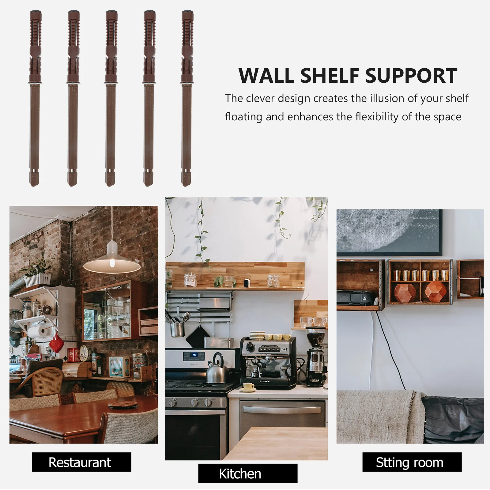 

6Pcs Floating Shelf Bracket Wall Mount Shelf Support Alloy Storage Holder Heavy Duty Rust Resistant Board Bracket Strong Load