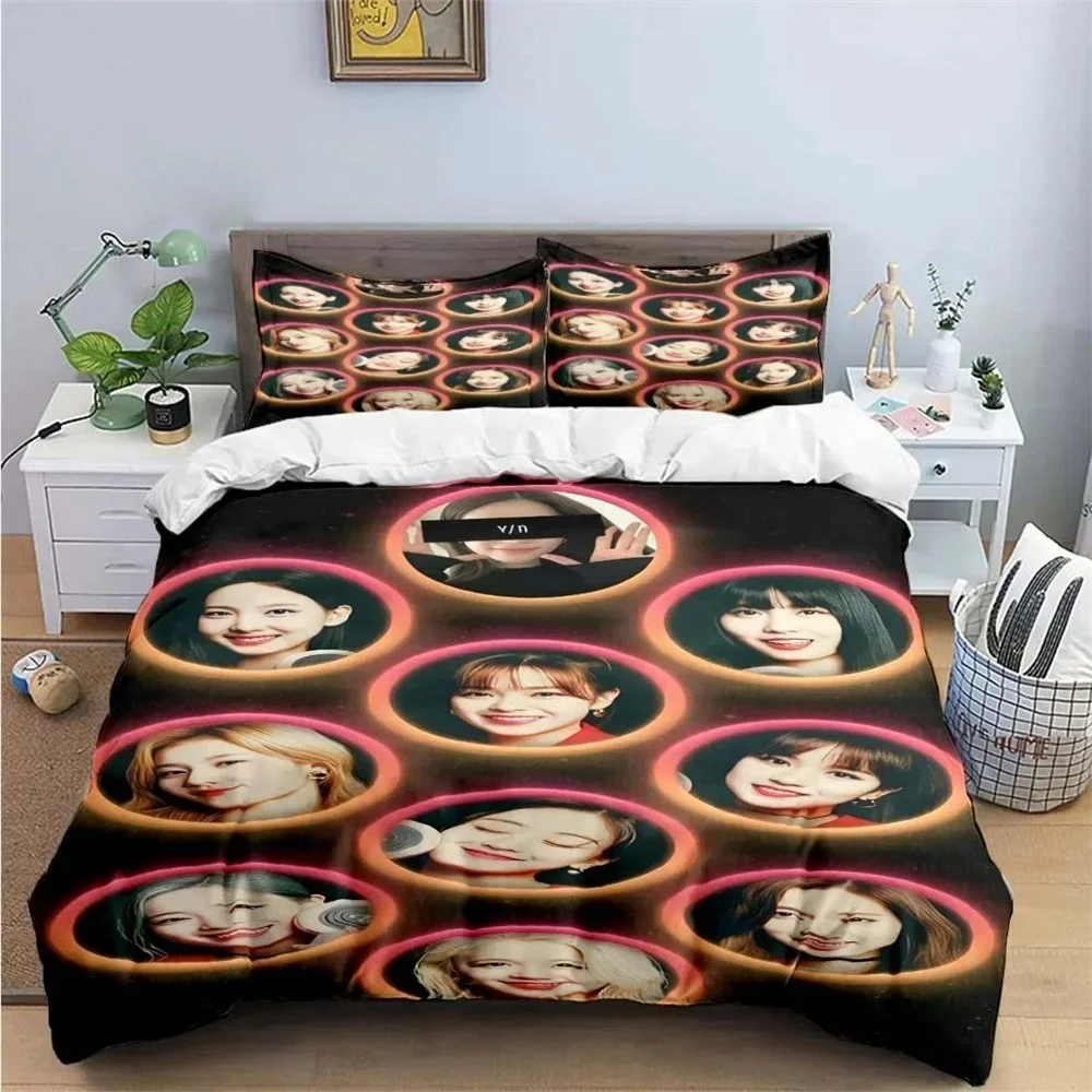 KPOP Twice Music Group Bedding Set Boys Girls Twin Queen King Size Duvet Cover Pillowcase Bed boys Adult Bedroom Home Textiles