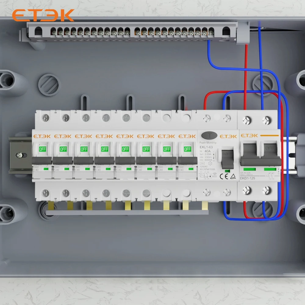 ETEK Copper Busbar for Distribution Box Circuit Breaker1P/2P 63A Cross Section 10mm ² 12way MCB Connector type copper Busbar image 2
