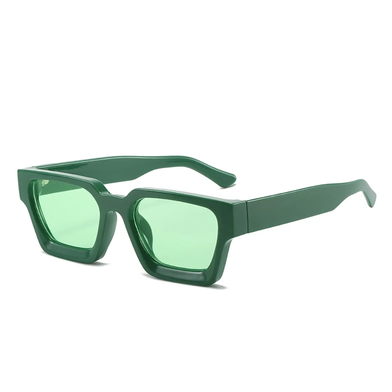 NWT Trendy Lime Green Rectangle Sunglasses | Retro 90s Chunky Frame UV400 Shades Trendy Retro Thick Rectangle Sunglasses for Women & Men main image 3