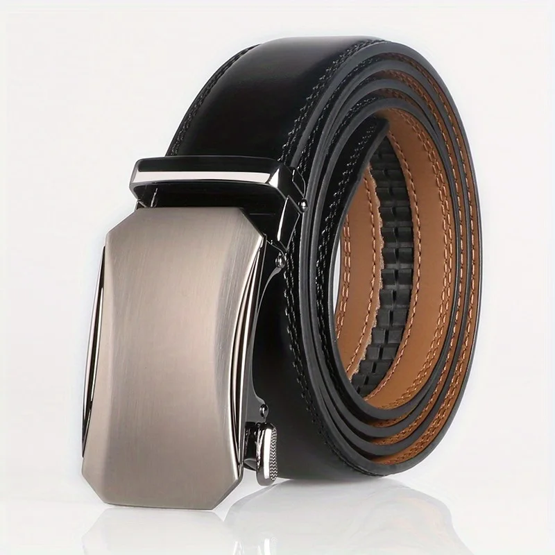 

Модный ремень из воловьей кожи, 1 шт., автоматическая пряжка, простой дизайн, подходит ко всему, для мужчин, повседневное время, для отдыха, для фестиваля, работы