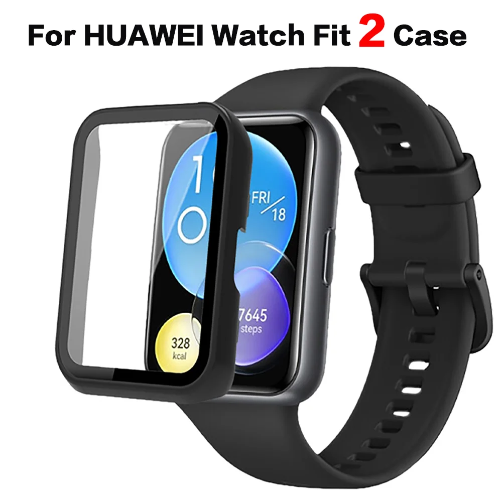 Kaca + Casing untuk Jam Tangan HUAWEI Fit 2 Pelindung Jam Tangan Pintar Aksesori PC Lapisan Antigores Bumper Penutup Penuh untuk Casing HUAWEI Fit2