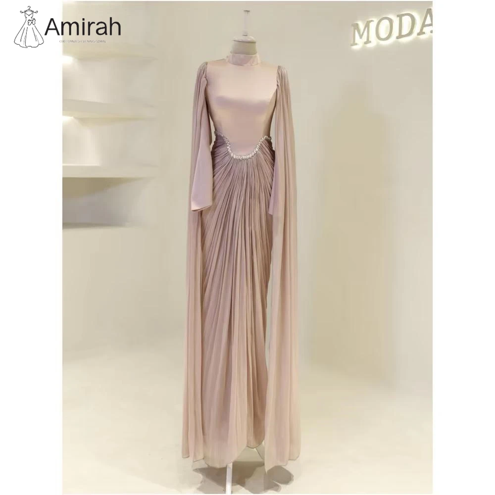 

Amirah A Line шифоновое женское вечернее платье 2025 Элегантные платья для выпускного вечера на заказ 2025 Платье для свадебной вечеринки с круглым вырезом и длинными рукавами