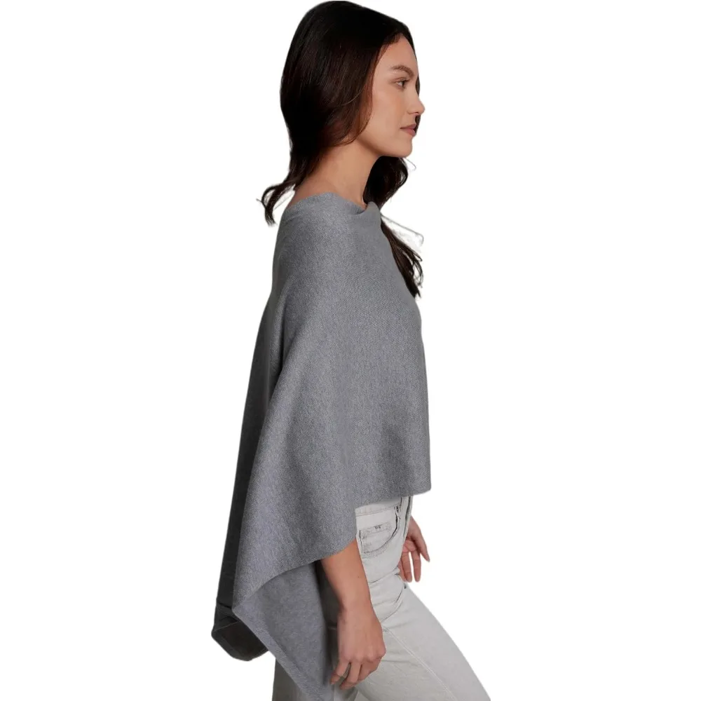 Luksusowe, lekkie poncho z mieszanki bawełny i kaszmiru - 95% bawełna, 5% kaszmir - idealny miękki prezent dla niej