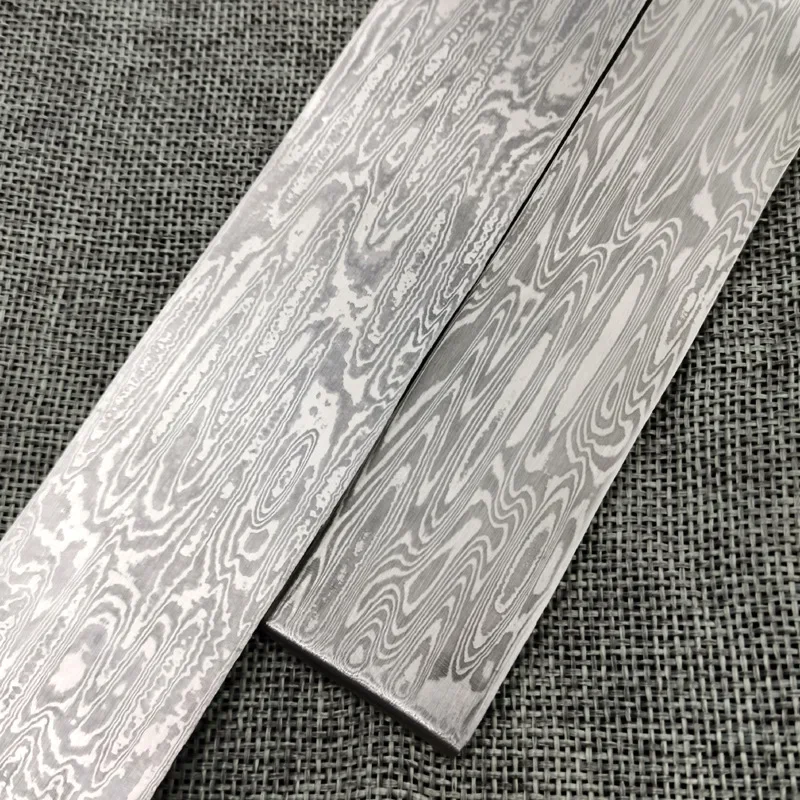 Dropship Damascus Steel Billets Forged Water Wave Patterned Sandwich Steel Blanks Bar DIY Knife Making Tool Parts 22x3x0.3CM