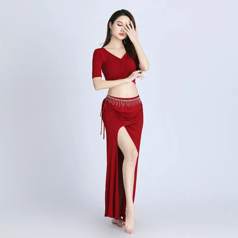 New large size modal belly dance practice dance suit suit belly dance top skirt performance suit LU85