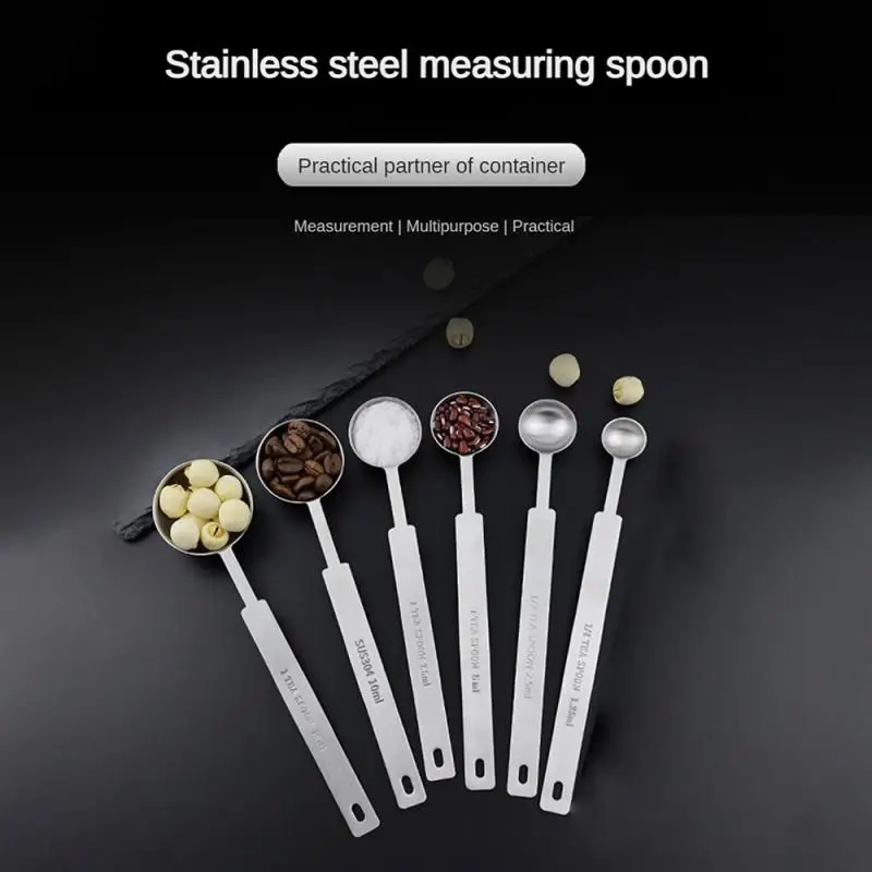 2.5/3.75/5/7.5/10ML Measuring Spoon Long Handle Stainless Steel Thicken Blending Coffee Powdered Milk Tablespoon Kitchen Gadgets