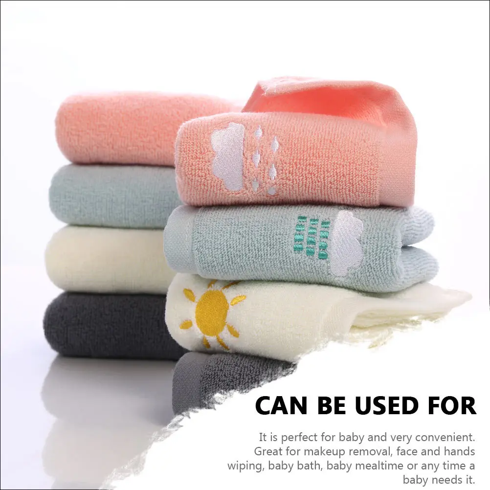 

3Pcs Embroidered Pure Cotton Towels for Absorbent Face Washing Hand Wiping Small Towels for Kids and Toddlers