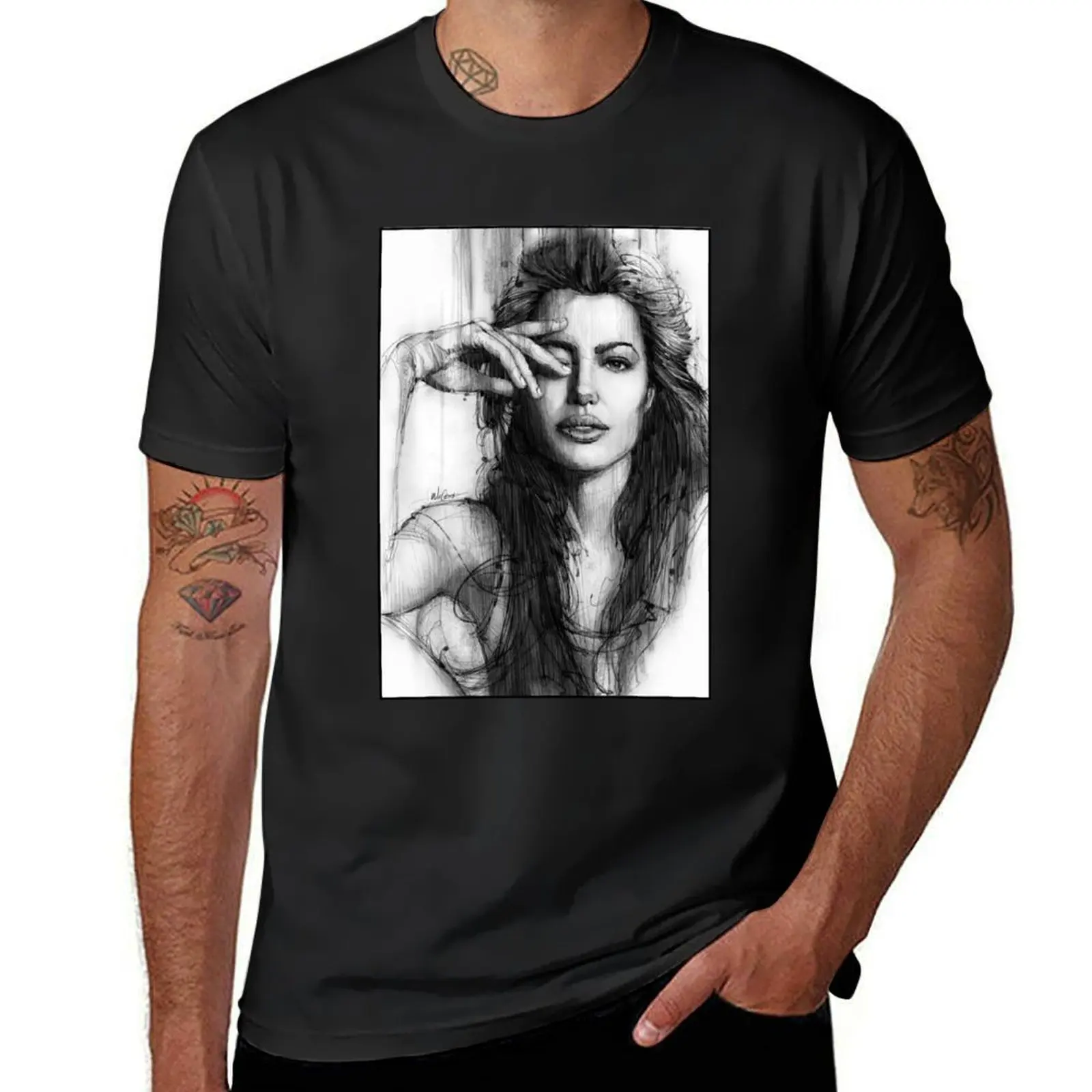 Angelina Jolie T-Shirt vintage clothes hippie clothes blacks new edition black t shirts for men