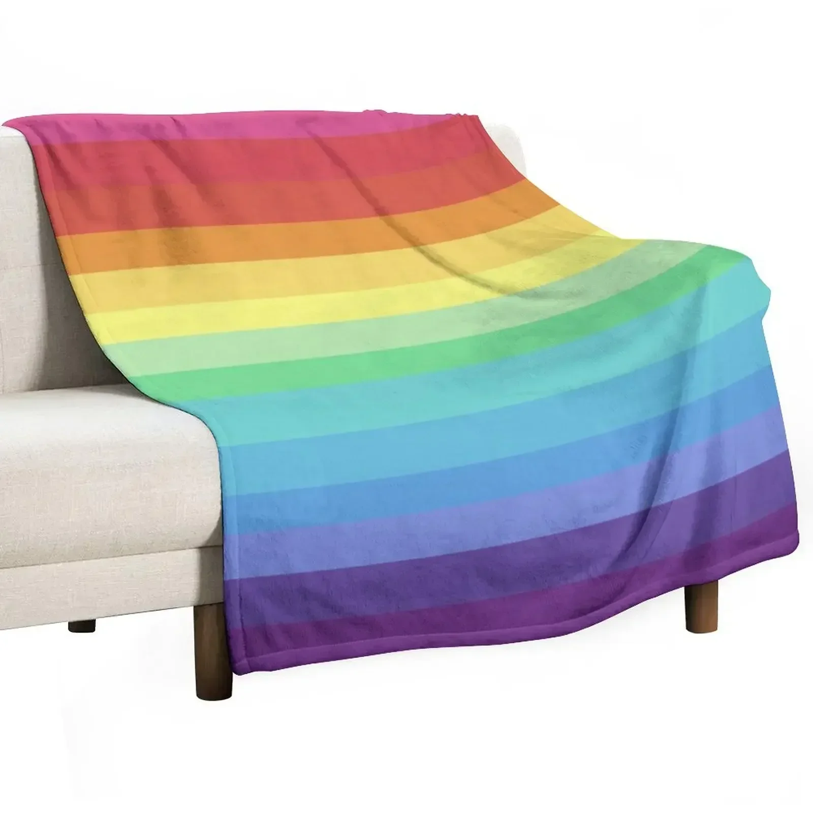 Rainbow Stripes Throw Blanket Picnic Polar Cute Plaid Blankets
