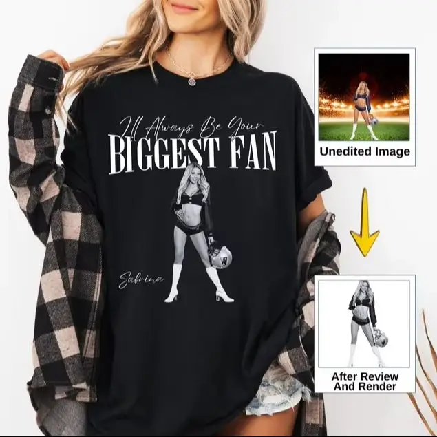 Your Photo Custom Shirt I'll Always Be Your Biggest Fan Retro Fashion Short Sleeve Cotton Shirt for Football Player Fans shirt